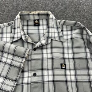 Vintage Lowrider Magazine Button Down Flannel Shirt Mens L Gray Plaid *STAINS